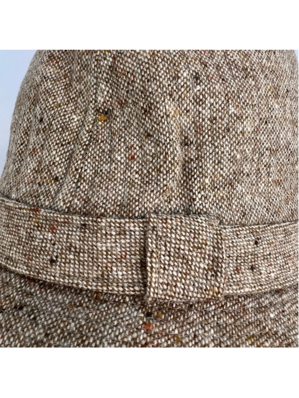 Vintage 70s Biltmore union made tan brown wool blend tweed fedora grandpa hat L - Picture 10 of 13